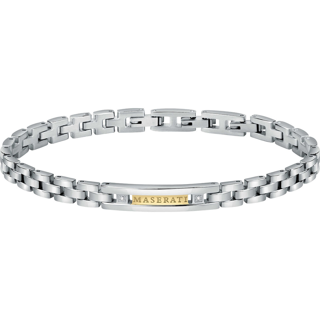 Bracciale Uomo Acciaio Maserati Logo Centrale Inciso e diamanti