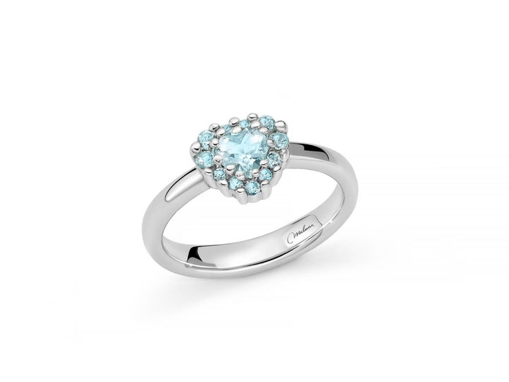 Anello Donna Miluna Gemma Del Cielo Topazio Azzurro Cuore Argento 925 LID3850