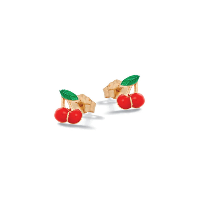 Orecchini Bambina Nanàn Argento Dorato 925 Ciliegie Smalto Rosso NAN0489
