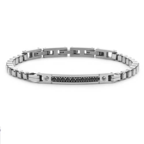 Bracciale Uomo 4US Cesare Paciotti Acciaio Targhetta Zirconi 4UBR7848