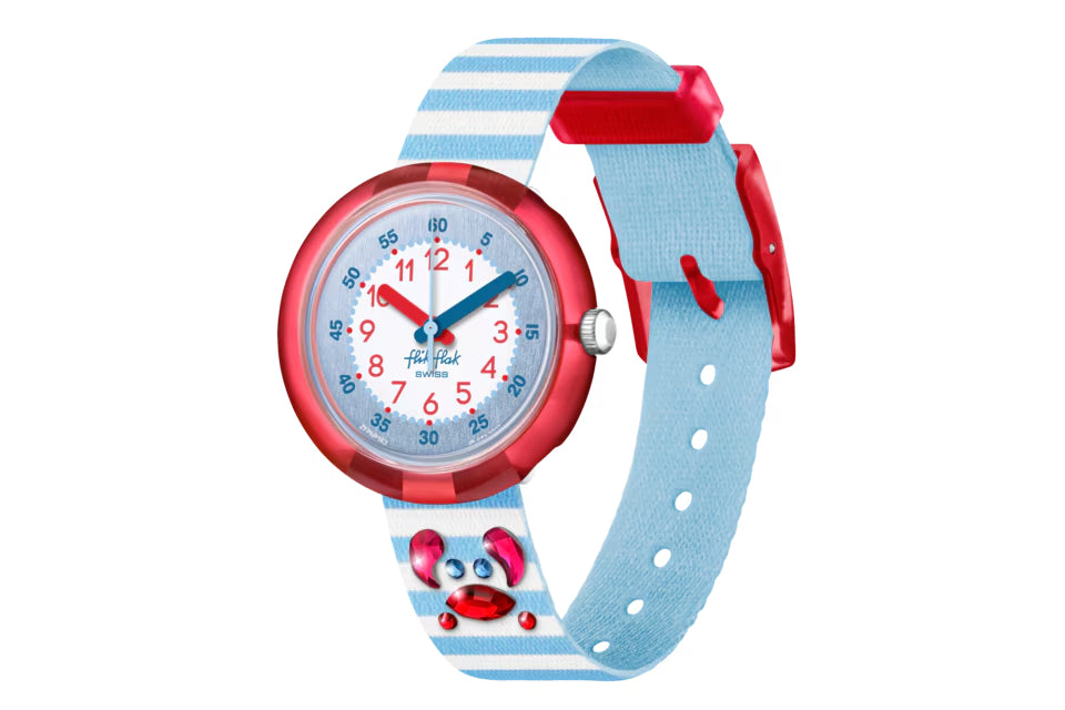 Orologio Bambino Swatch Flik Flak Shining Crab Azzurro Rosso ZFPNP143