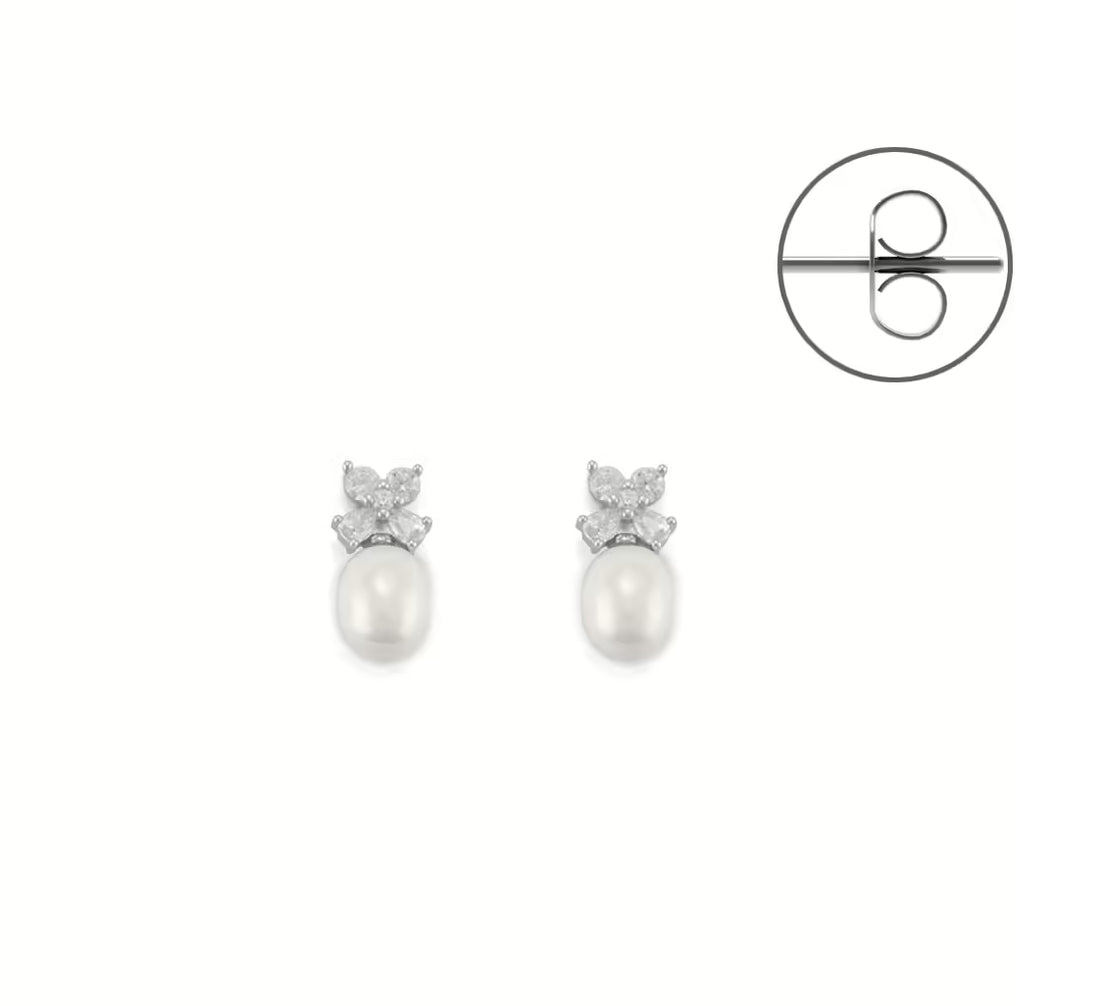 Orecchini Donna Argento 925 4US Cesare Paciotti perla e Zirconi 4UOR6102W