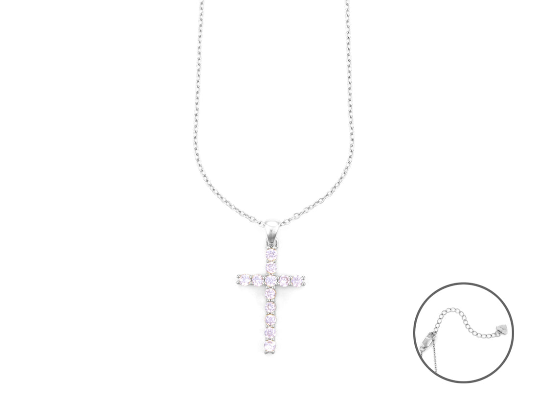 Collana Donna 4US Cesare Paciotti Acciaio Croce Zirconi Rosa 4UCL5687W