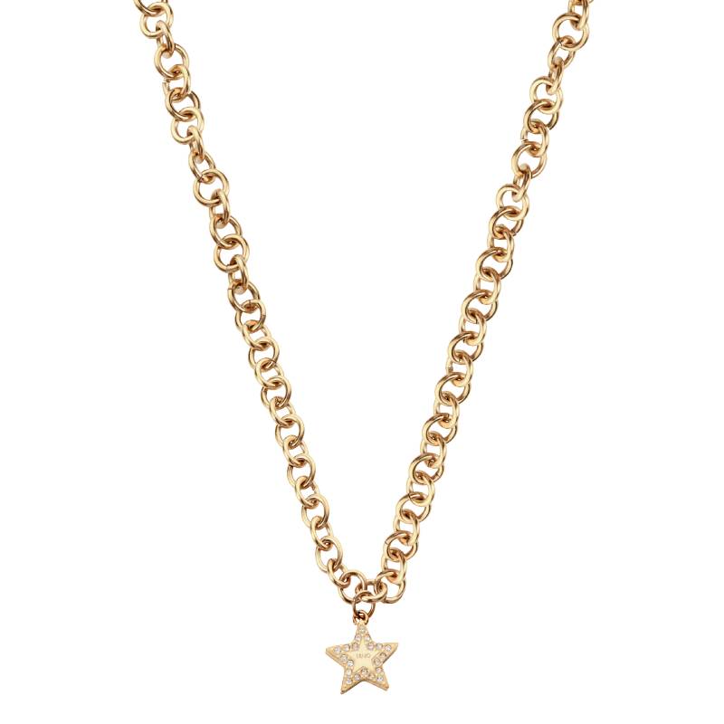 Collana Donna Liu Jo Acciaio Dorato Catena Rollò Stella Zirconi Bianchi LJ2195
