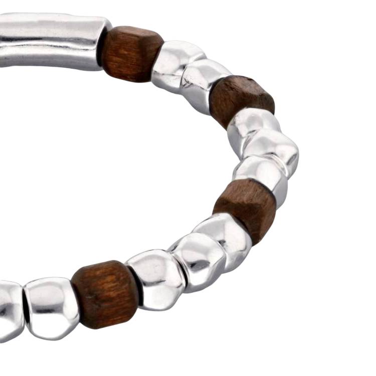 Bracciale Uomo Uno De 50 Sfere Placcato Argento Cristallo Murano Marrone PUL2586MARMTL0L