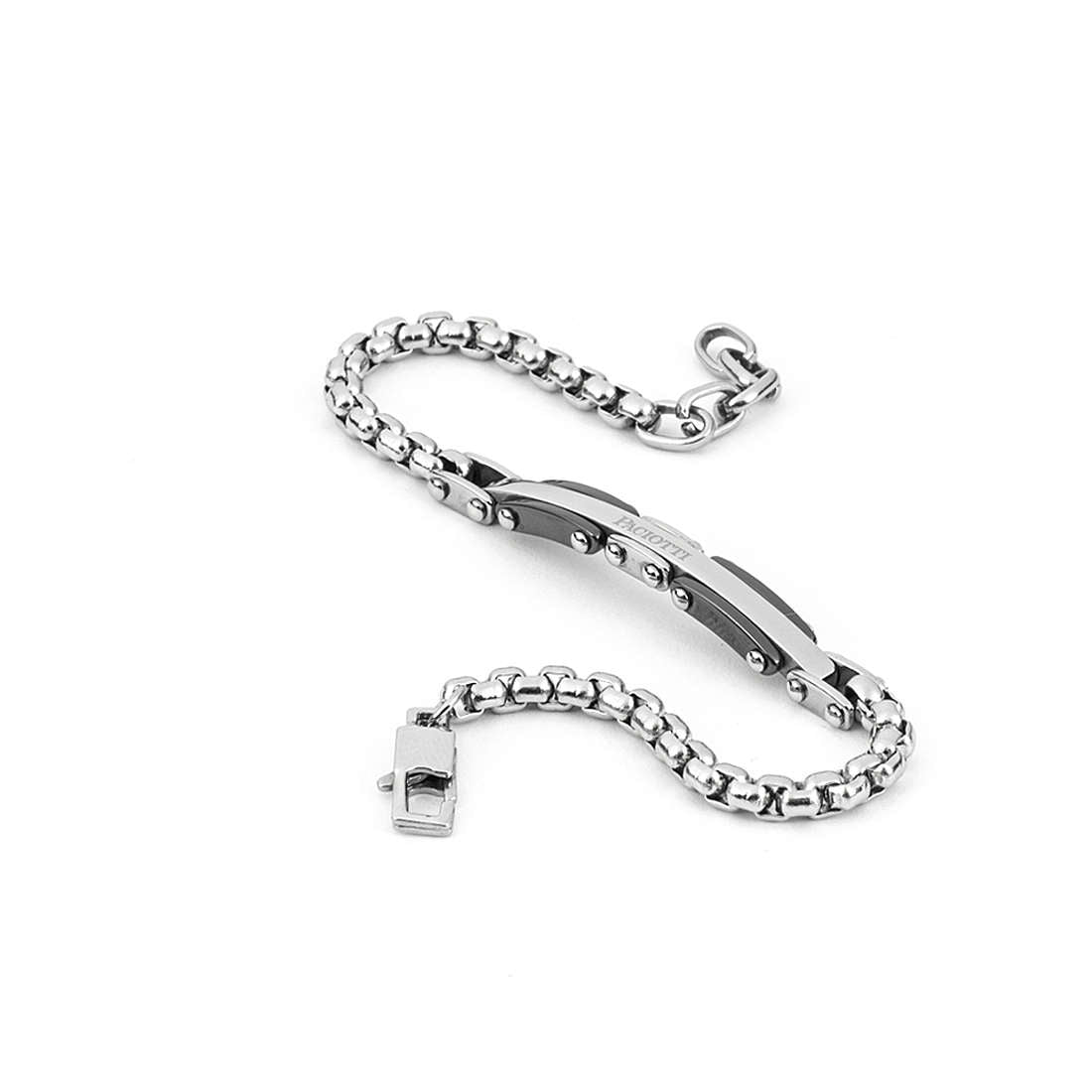 Bracciale Uomo 4US Cesare Paciotti acciaio con centrale rigido e pvd nero 4UBR4363