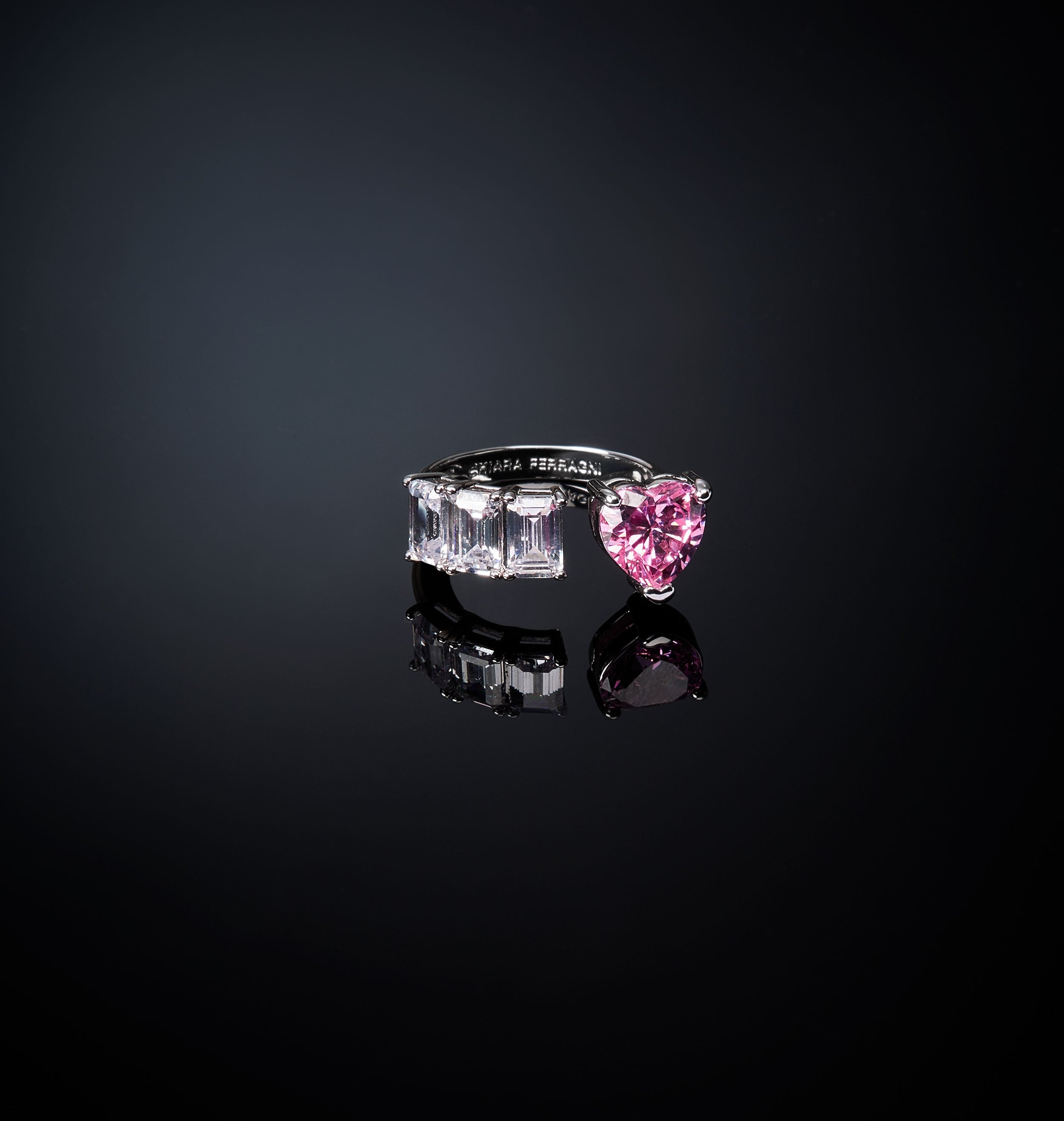 Anello Donna Chiara Ferragni Cuore Zircone Rosa Zirconi e Bianchi