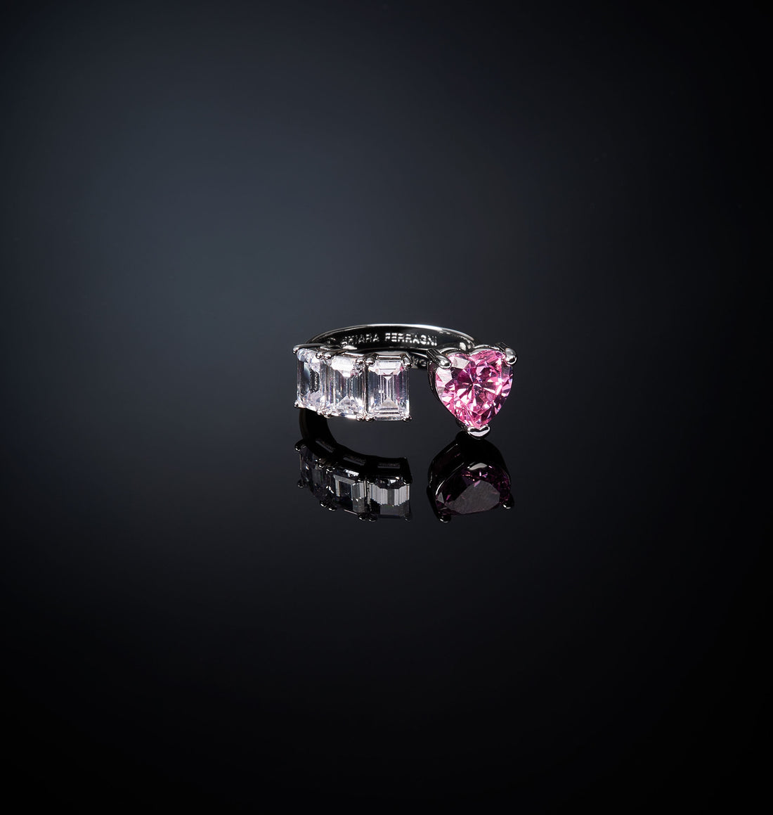 Anello Donna Chiara Ferragni Cuore Zircone Rosa Zirconi e Bianchi
