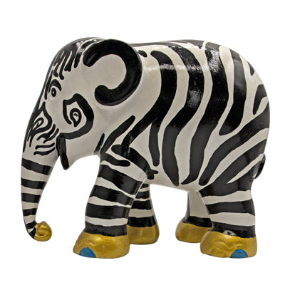Scultura Elefante Onlylux Zebrolifant Louisa 10 cm Resina Dipinto A Mano 8858831211285