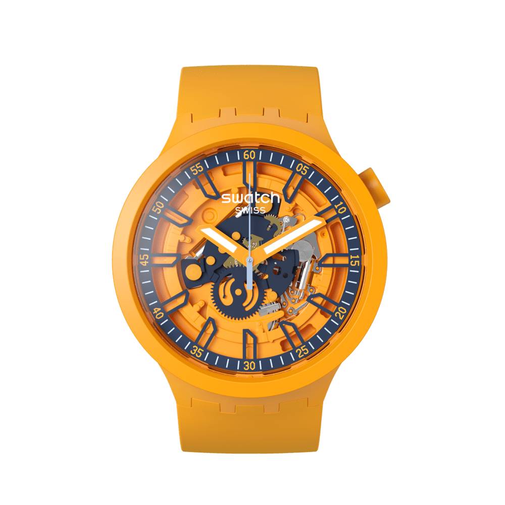Orologio Uomo Swatch Bioceramic Quarzo Solo Tempo Arancione SB01O101