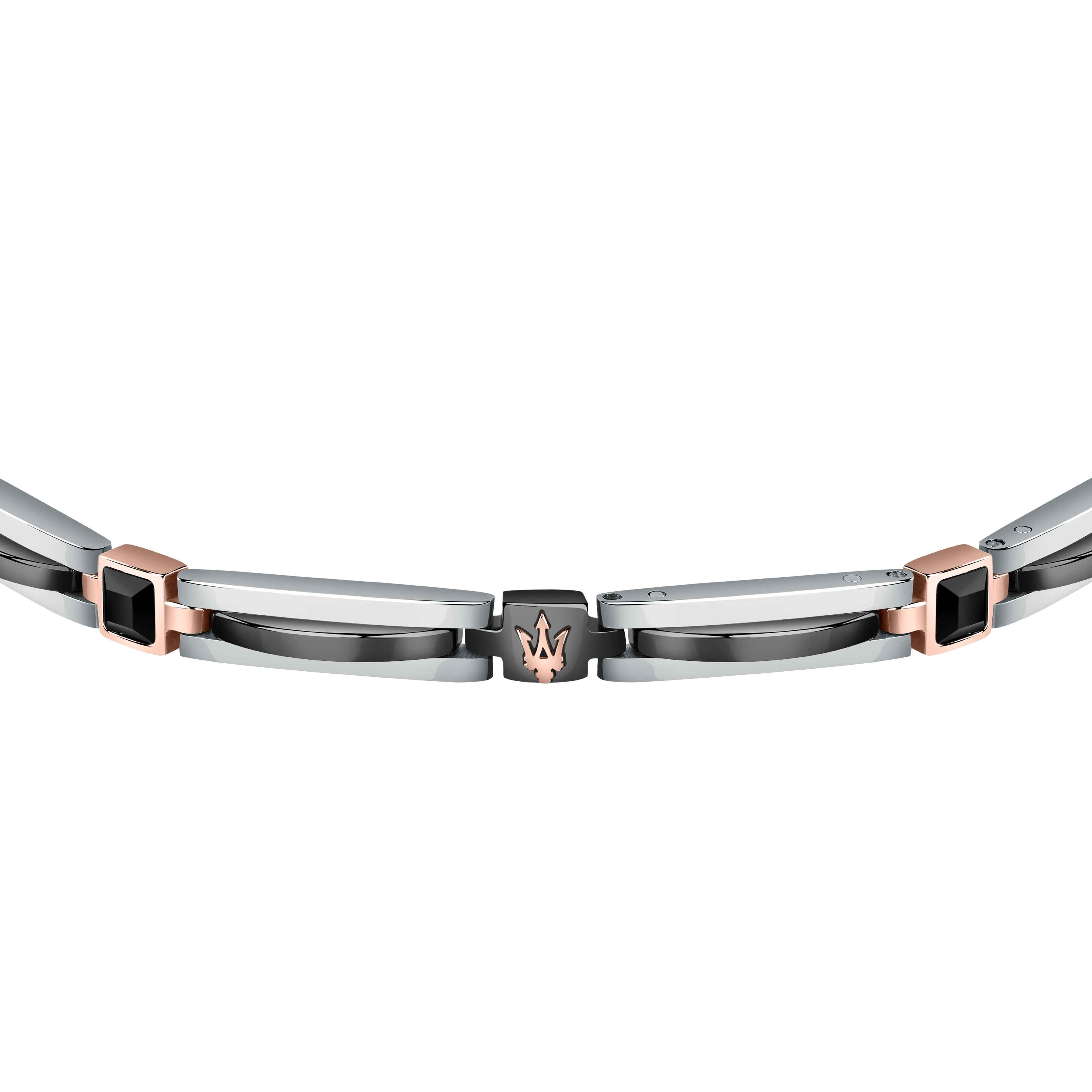 Bracciale Uomo Maserati Acciaio Bicolore Rosè Ceramica Nera Logo Centrale JM223ATZ19