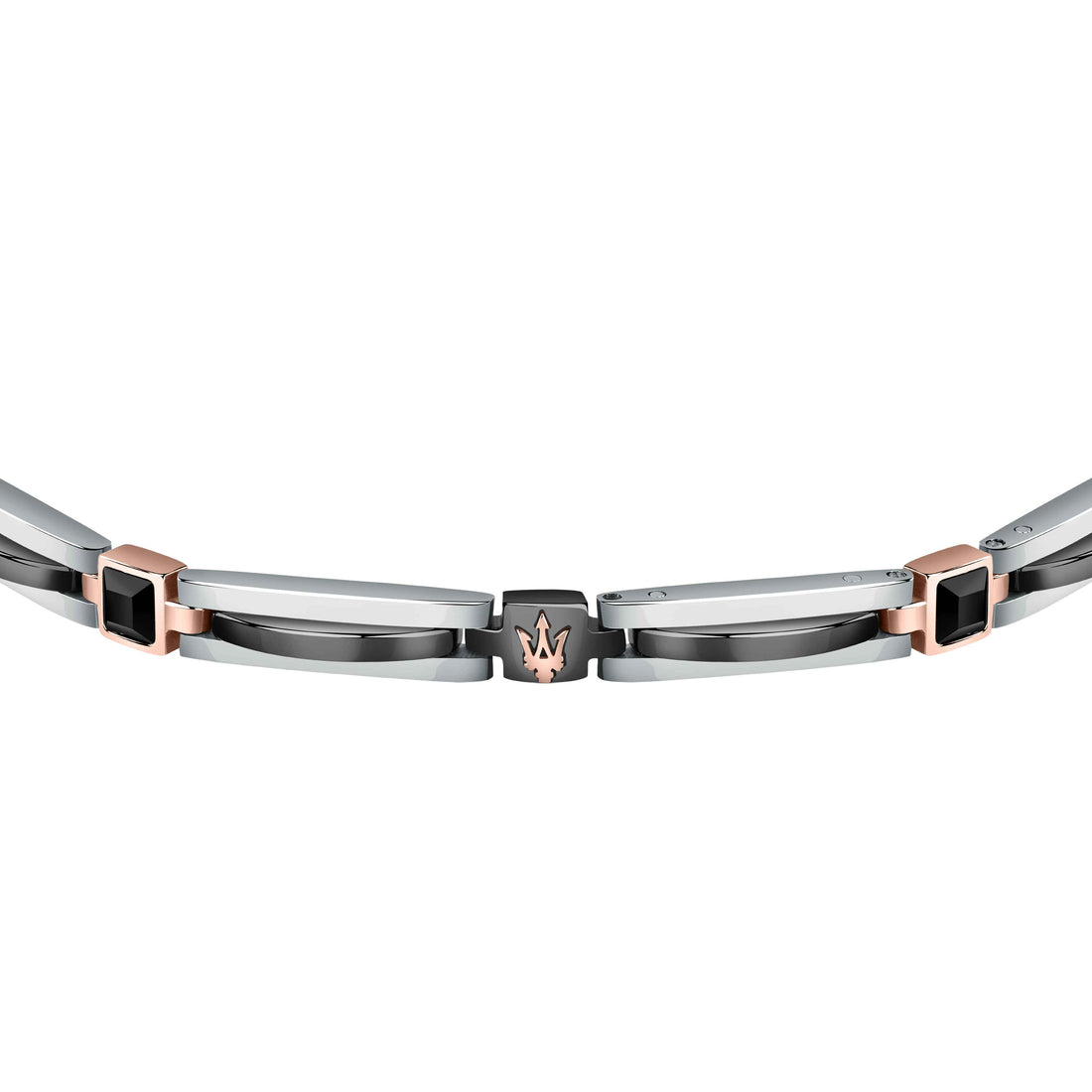 Bracciale Uomo Maserati Acciaio Bicolore Rosè Ceramica Nera Logo Centrale JM223ATZ19