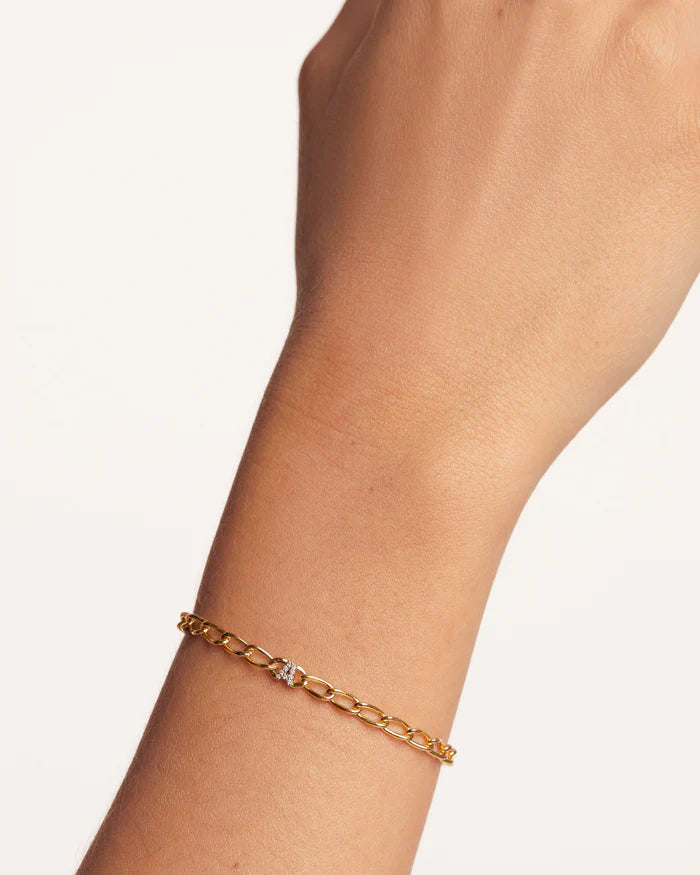 Bracciale Donna PDPaola Argento 925 Dorato Catena Iniziale A Zirconi PU01-538-U