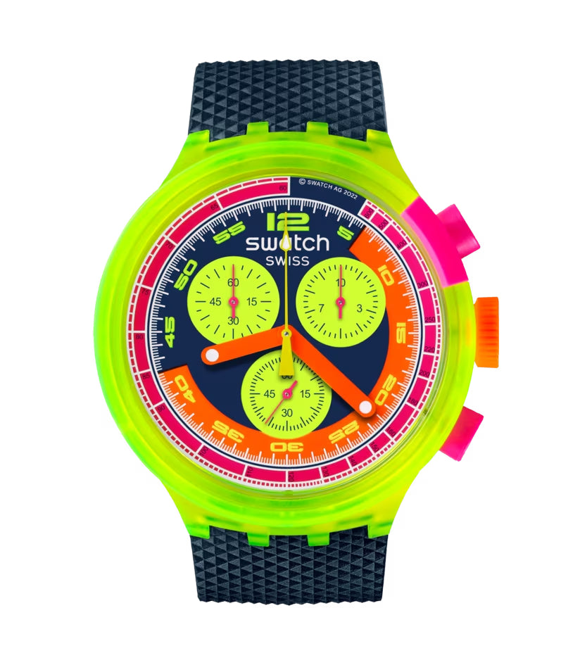Orologio Uomo Swatch Neon To The Max Quarzo Cronografo Multicolore SB06J100