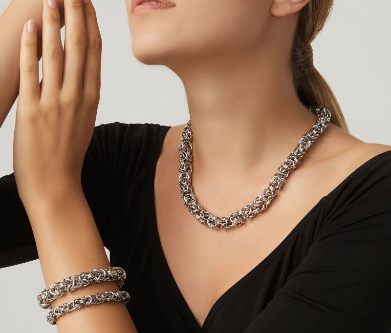 Bracciale Donna Giovanni Raspini Argento 925 Catena Maglia Bizantina Grande 06863