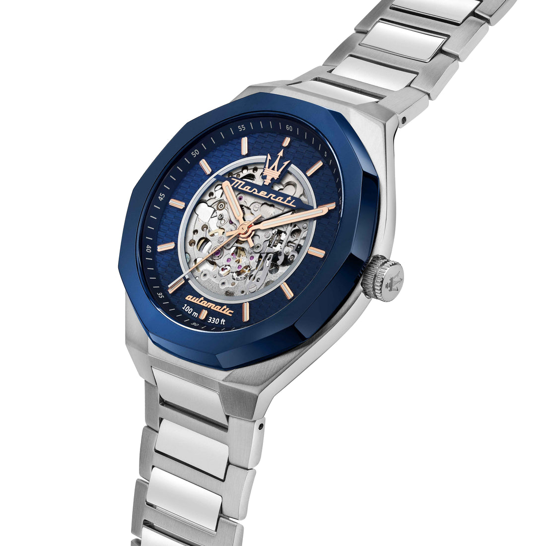 Orologio Uomo Maserati Acciaio Satinato Automatico Scheletrato Blu R8823142004