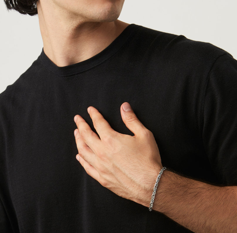 Bracciale Uomo Giovanni Raspini Argento 925 Maglia Bizantina Squadrata 11065