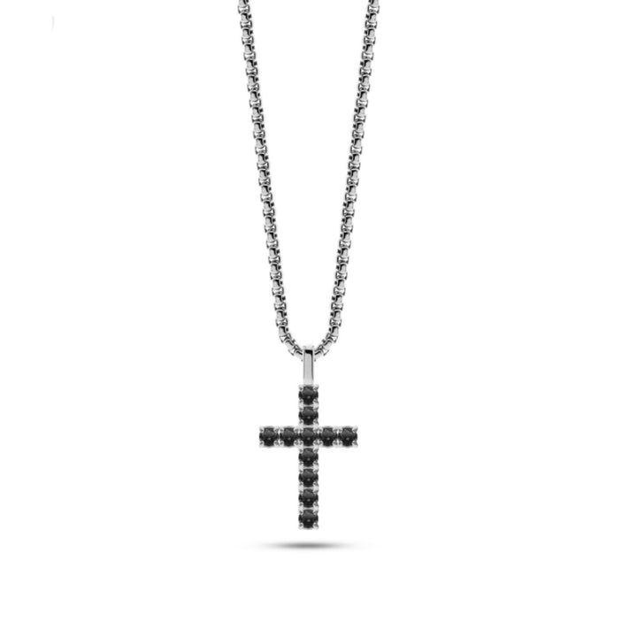 Collana Uomo Liu Jo Acciaio Croce Zirconi Neri MLJ512