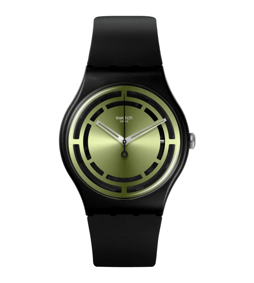 Orologio Uomo Swatch Quarzo Solo Tempo Bioceramic Nero Verde Lucido SO32B117
