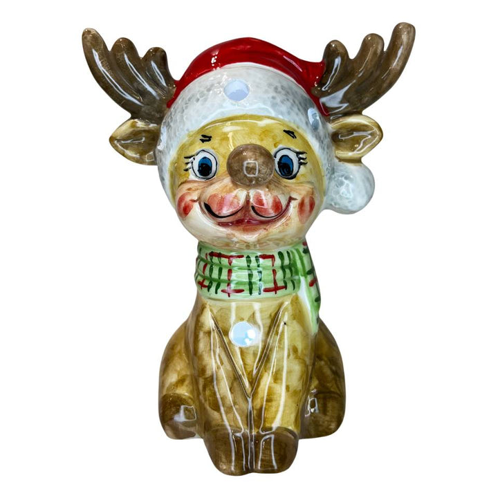 Renna Media Capodimonte Led Sciarpa Verde 16cm CAP35