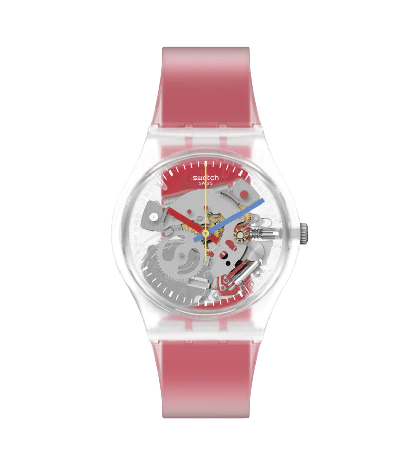 Orologio Uomo Bambino Swatch Quarzoo Monthly Drops Scheletrato Rosso GE292