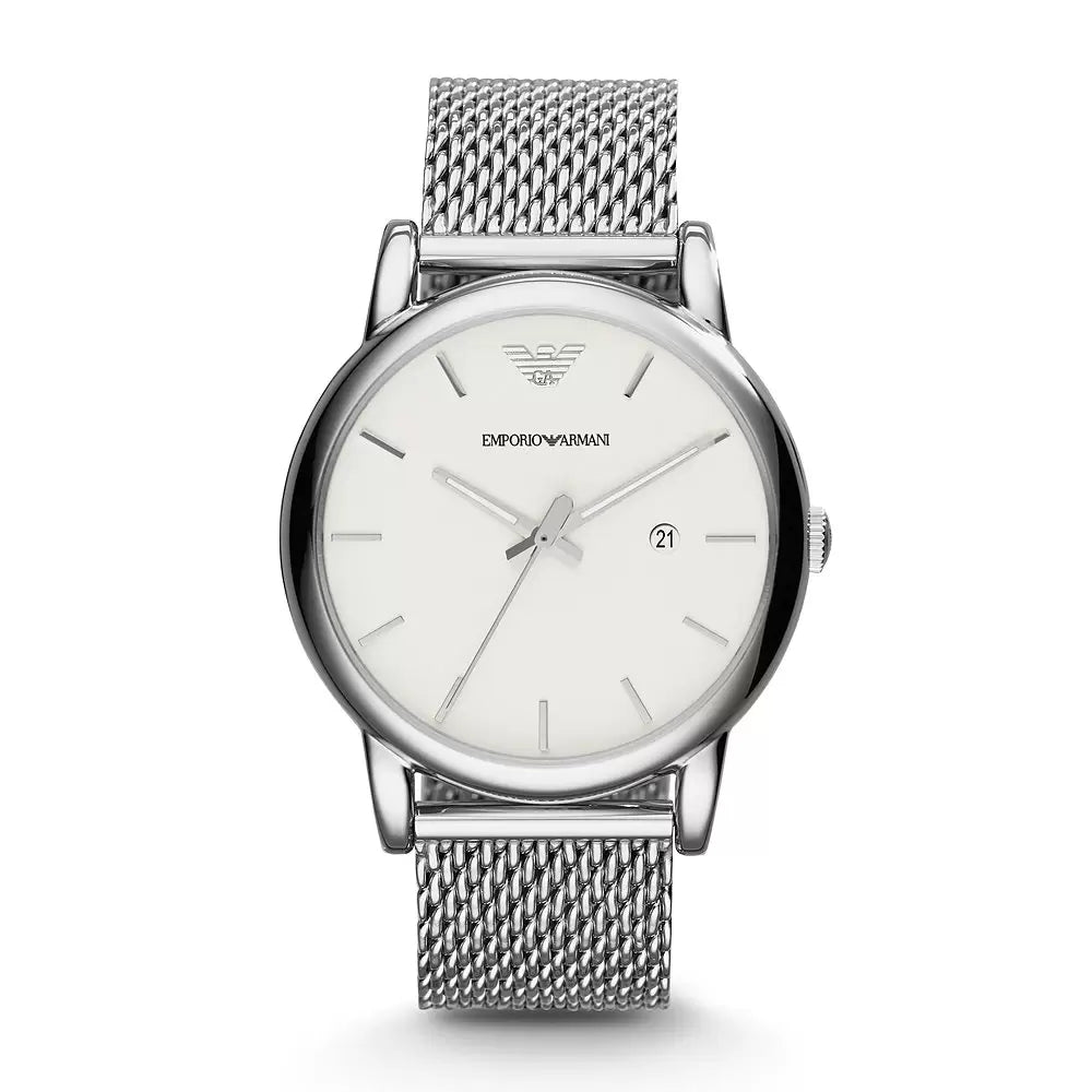 Orologio Uomo Emporio Armani Valente Quarzo Cinturino Milano Fondo Bianco AR1812
