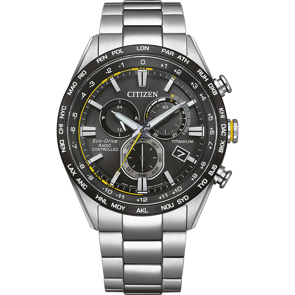 Orologio Uomo Citizen Titanio Radio Controllato Eco Drive Data Nero CB5947-80E