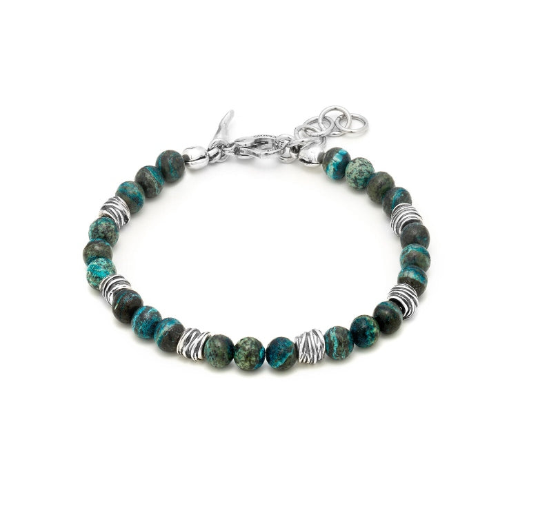 Bracciale Uomo Giovanni Raspini Argento 925 Biglie Tango Diaspro Verde 11367L