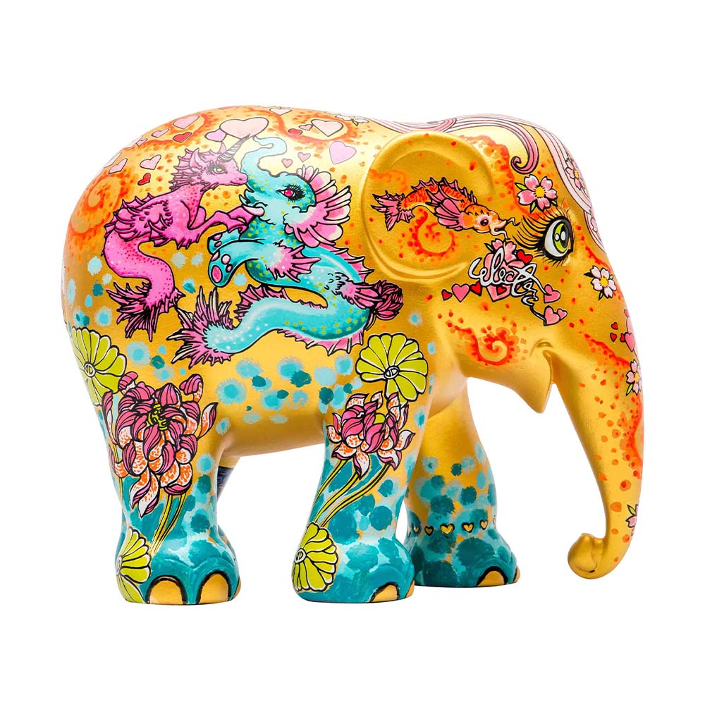 Scultura Elefante OnlyLux Stay Gold 10 cm Resina Dipinto A Mano 8858831246287