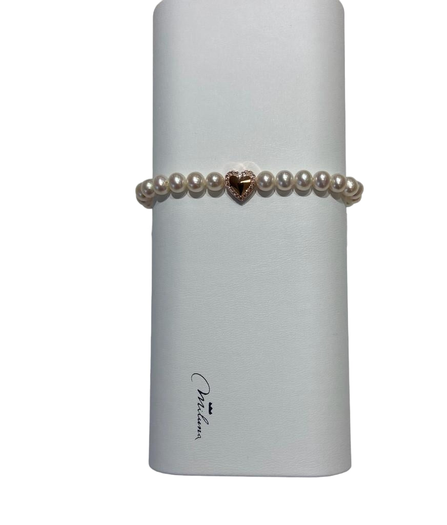 Bracciale Donna Miluna Argento 925 Miss Italia Perle Bianche Cuore PBR3505R-TPZ