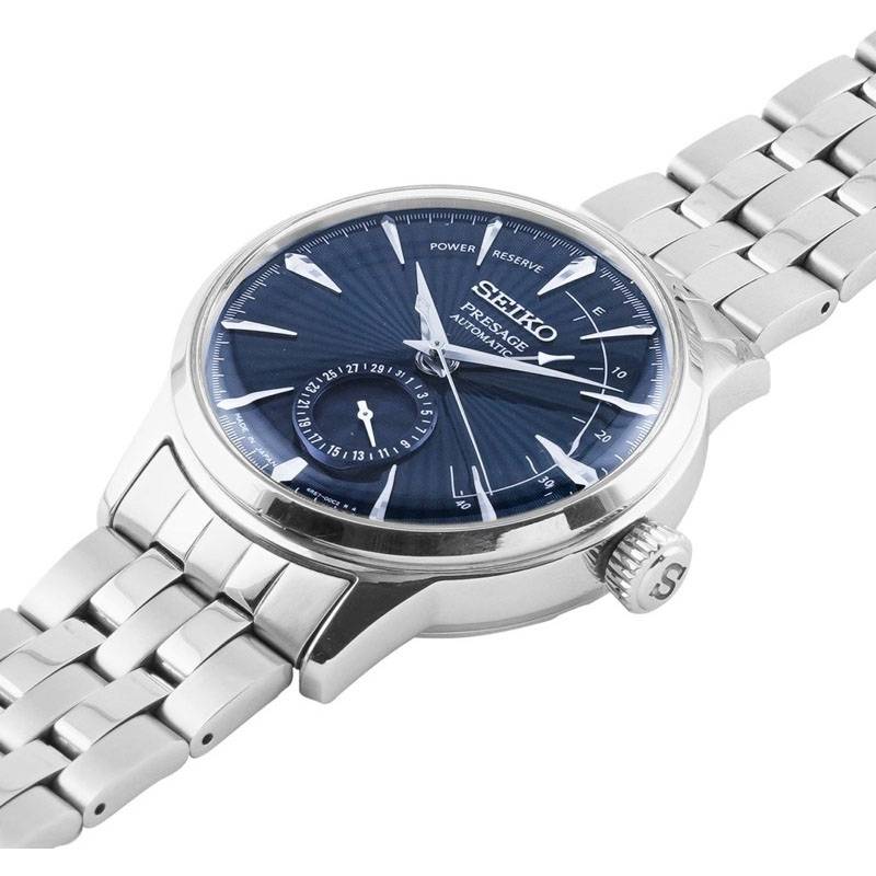 Orologio Uomo Seiko Presage Automatico Power Reserve Data Blue Moon Cocktail Acciaio SSA347J1