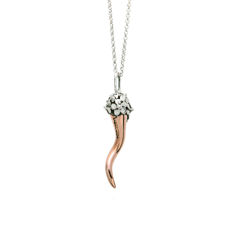 Collana Donna Nemoris Argento 925 Bronzo Rosè Bouquet Fortunato Corno BCF14