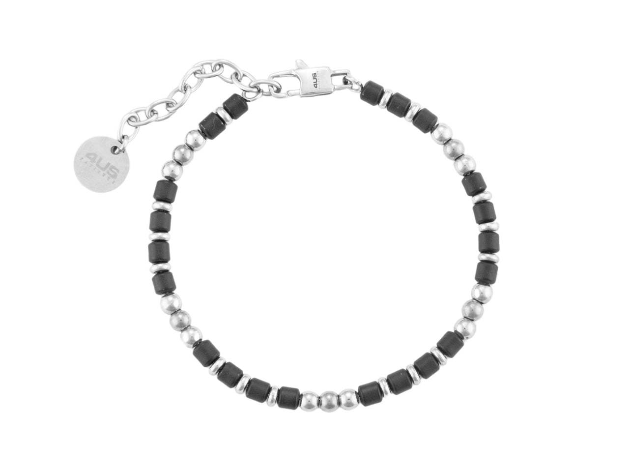 Bracciale Uomo 4US Cesare Paciotti Acciaio e barilotti in pvd Nero 4UBR7008