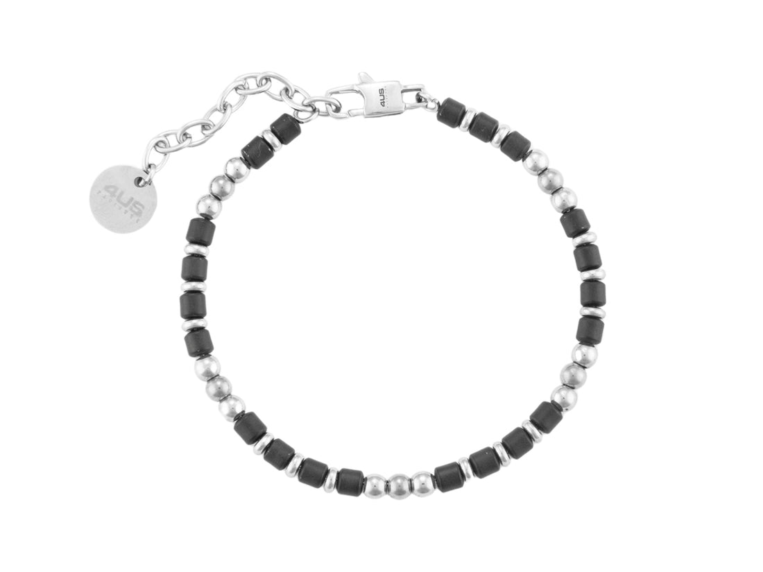 Bracciale Uomo 4US Cesare Paciotti Acciaio e barilotti in pvd Nero 4UBR7008