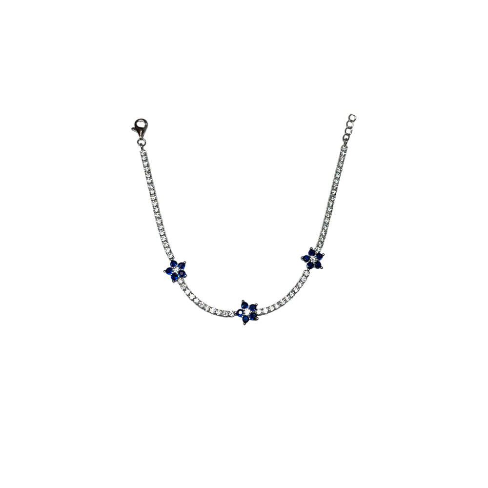 Bracciale Donna Re Mida Tennis Argento 925 Zirconi Fiori Blu Tennis-45
