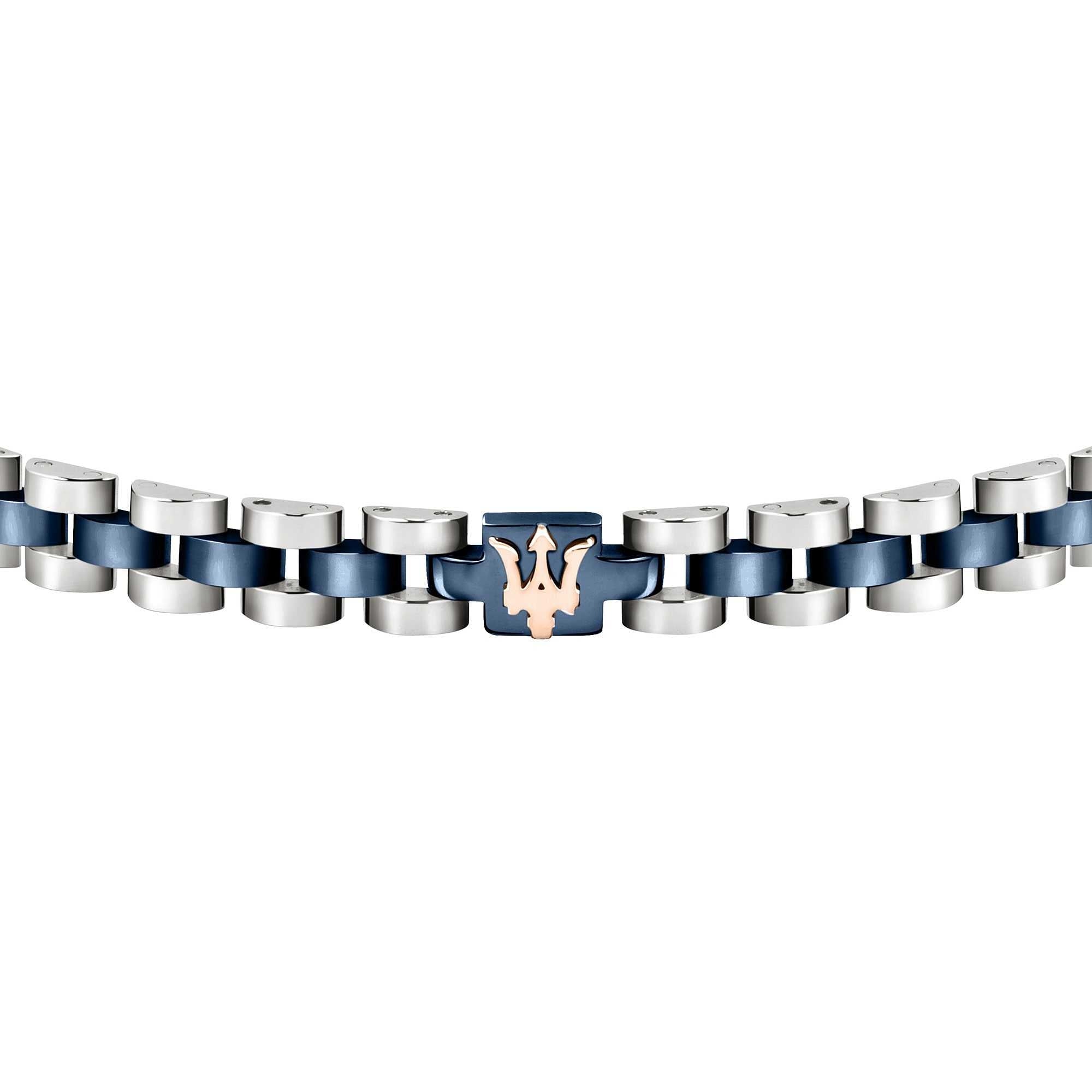 Bracciale Uomo Acciaio Maserati Logo Centrale Blu Semirigido JM320AST10