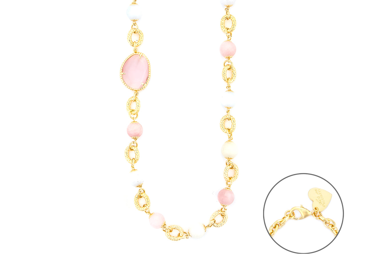 Collana Donna 4US Cesare Paciotti Acciaio con pietre Quarzi rosa  4UCL7906W