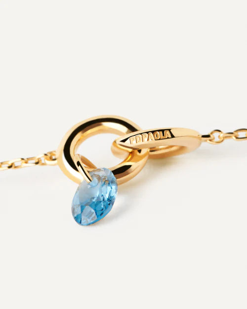 Collana Donna PDPaola Argento Dorato 925 Zircone Blu Cielo CO01-842-U