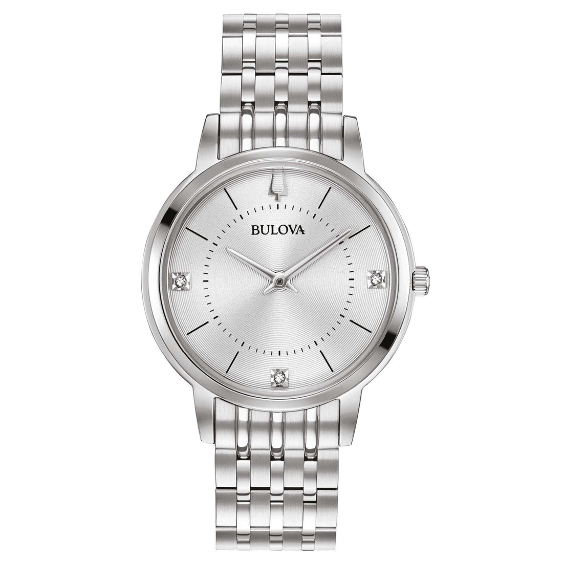 Orologio Donna Bulova Quarzo Solo Tempo Argentè Ultra Slim Acciaio Diamanti 96P183