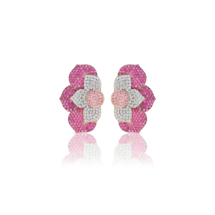 Orecchini Donna Sogni Argento Rosè 925 Fiore Petali Zirconi Colorati OR101RRS