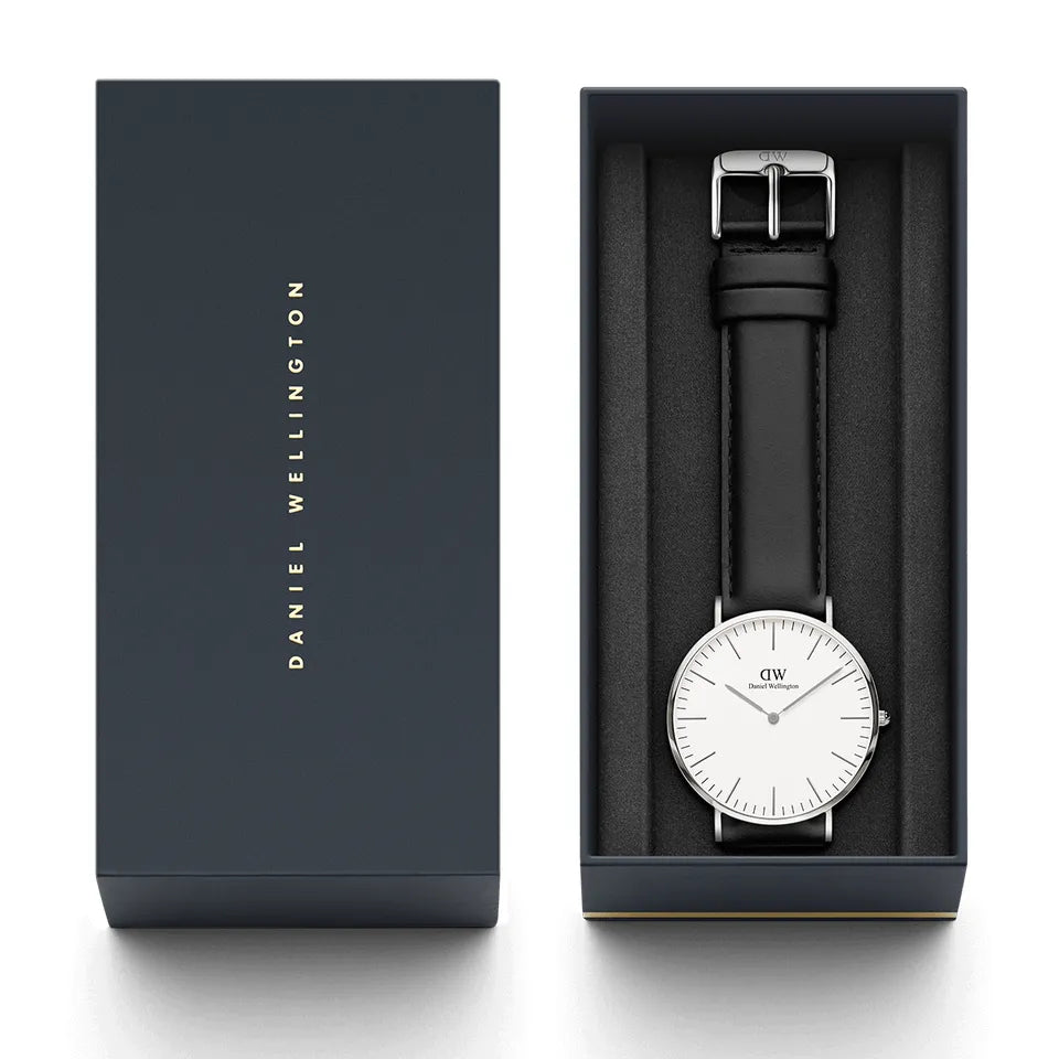 Orologio Uomo Daniel Wellington Acciaio Bianco Pelle Quarzo Solo Tempo 40 mm DW00100020