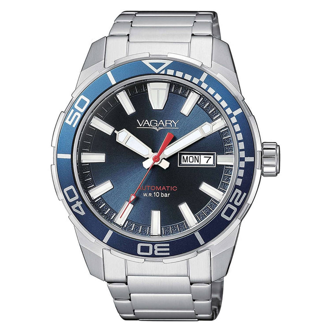 Orologio Uomo Acciaio Vagary Automatico Blu Doppia Data 10 ATM IX3-416-71I