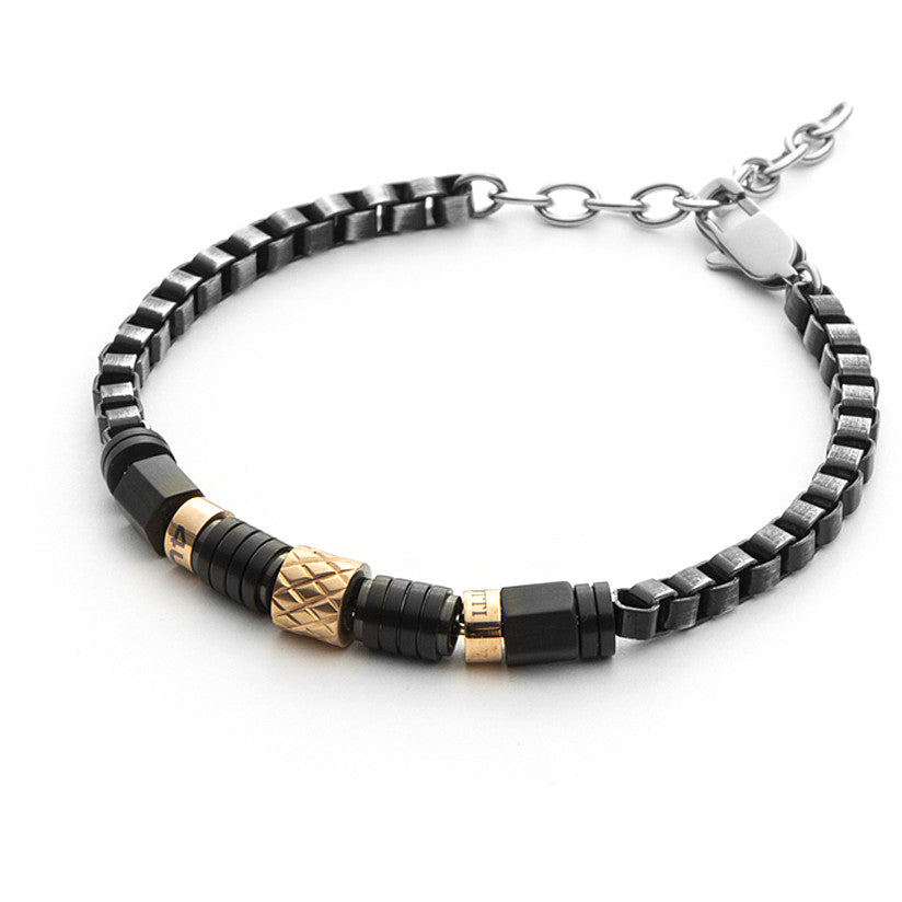 Bracciale Uomo 4US Cesare Paciotti Acciaio Nero E Oro Rosa Grid Collection 4UBR3788