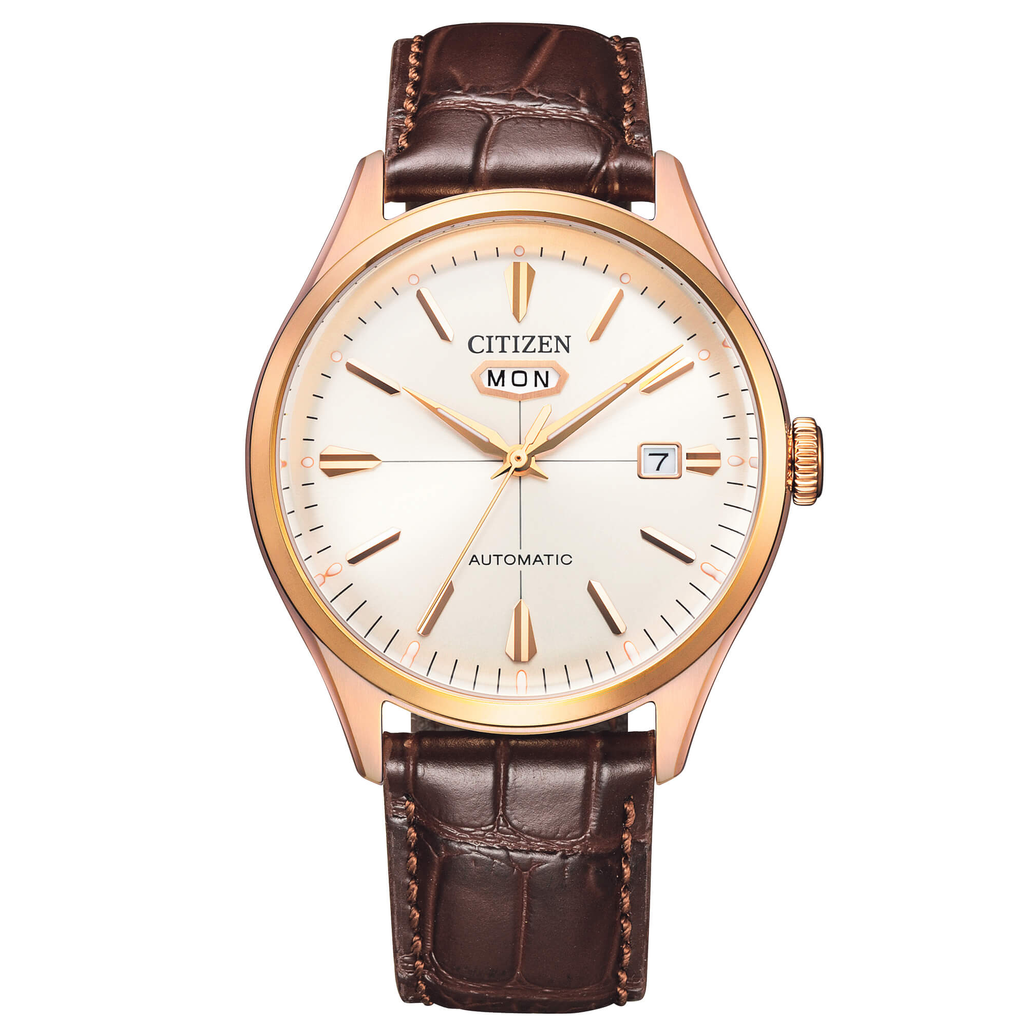 Orologio Uomo Citizen Automatico Acciaio Dorato Argentè Doppia Data NH8393-05A