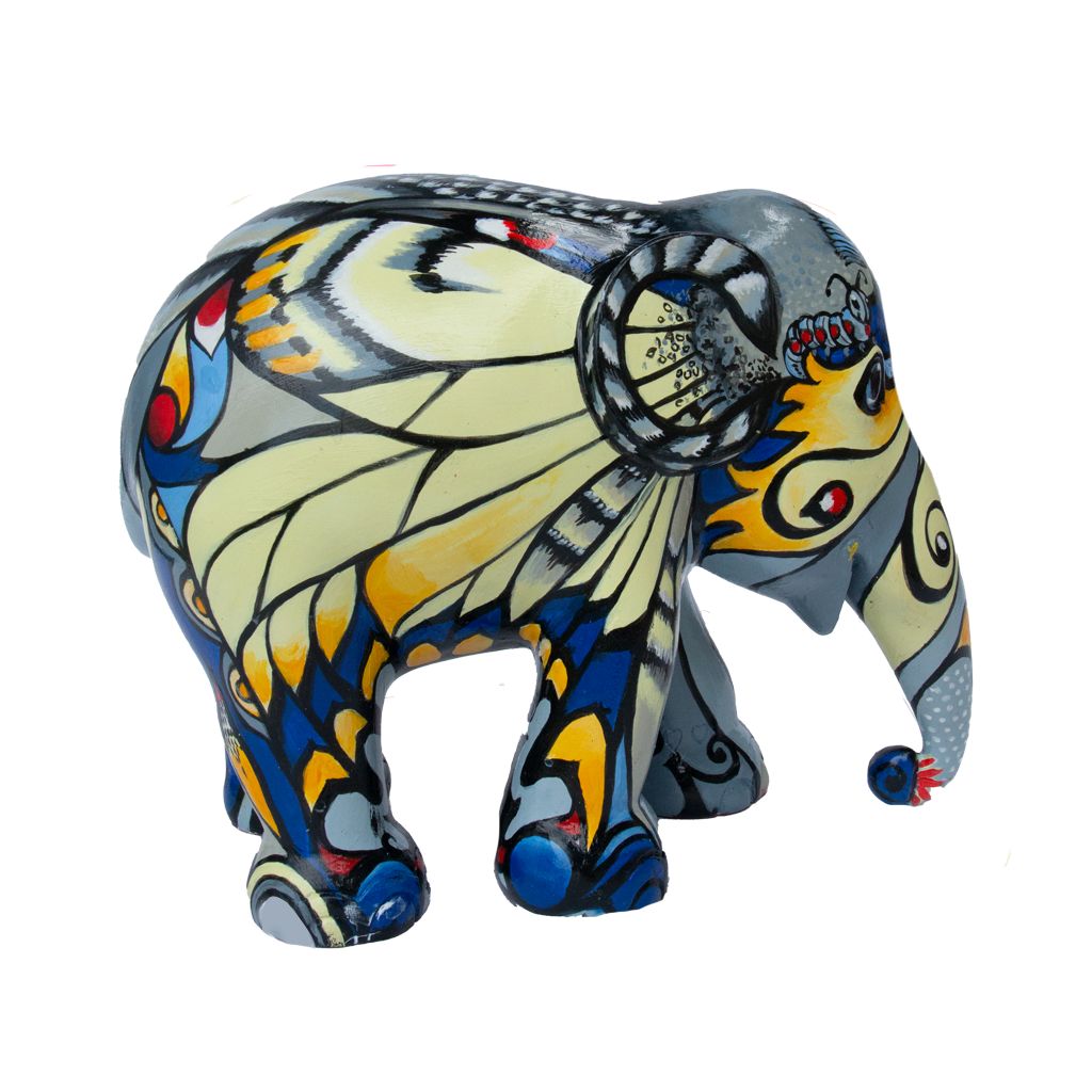 Scultura Elefante Butterfly Effect 10 cm Resina Dipinto A Mano 8858831263734