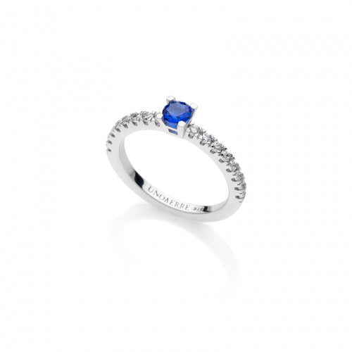 Anello Donna Unoaerre Argento 925 Bianco Solitario Blu 527861