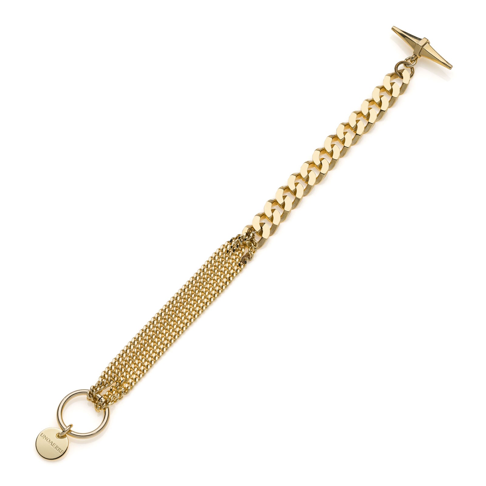 Bracciale Donna Unoaerre Bronzo Dorato Catena Groumette Mix Misure 540218