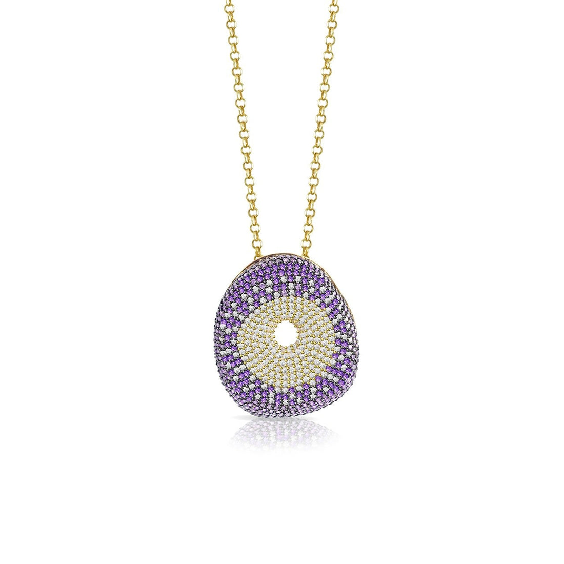 Collana Donna Argento 925 Dorato Zirconi Colorati Disco CL013GA