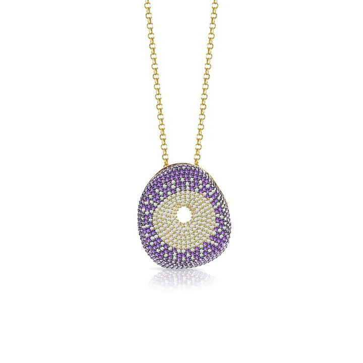 Collana Donna Argento 925 Dorato Zirconi Colorati Disco CL013GA