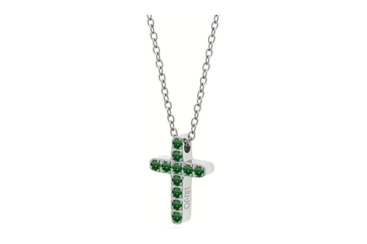 Collana Donna Liu Jo Acciaio Lucido Croce Zirconi Verdi LJ2712